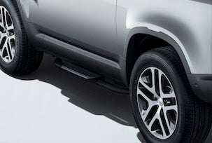 Land Rover Defender Black Fixed Side Steps (With Clips)